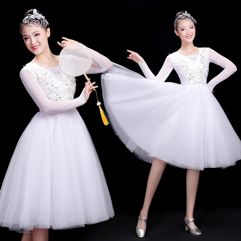 white-modern-dance-performance-skirt-square-dance-puffy-ort-skirt-ballet-costume-ensemble-skirt-eer-skirt-dance-dr