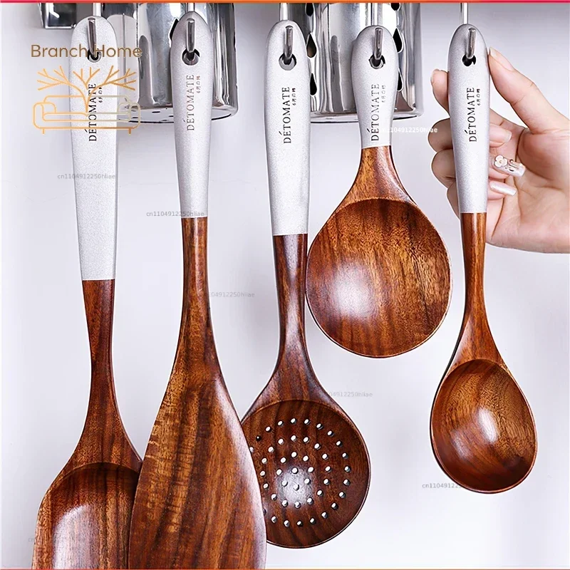 Solid Wood Cooking Tool Set Eco-friendly Teak Spatula Rice Scoop Environmental Protection Tableware Household Kitchen Supplies