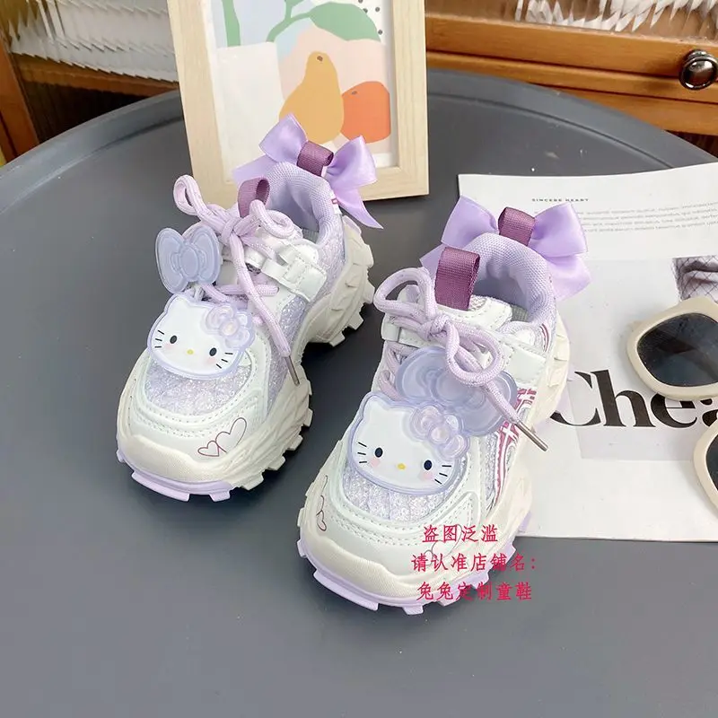 

Kawaii Hello Kitty Sanrio студенческие милые удобные кроссовки с героями мультфильмов, детские противоскользящие кроссовки, обувь на плоской подошве, подарок для детей
