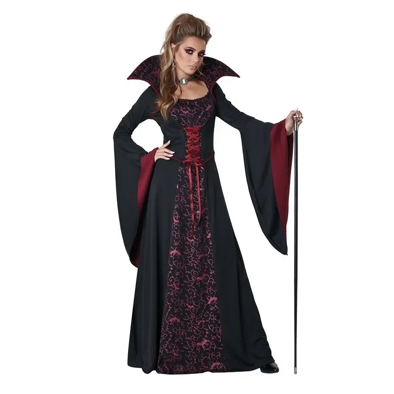 女性のためのハロウィーンのコスプレ吸血鬼の女王の衣装化粧ボール魔法ステージパーティー