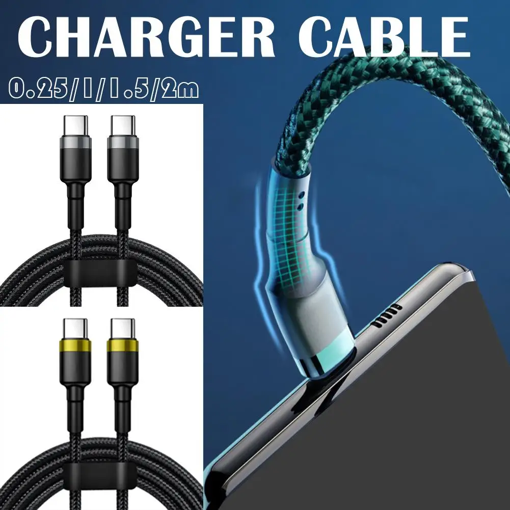 Super Charging Cable Dual Type-CPD 120W 0.25cm/1m/1.5m/2m Nylon Braided Rope Fast Charger Compatible With Various Type-c Device