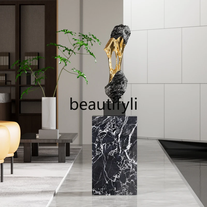 

Light Luxury Stone Fortune Ornament Floor-standing Decoration for Living Room Sofa Side TV Cabinet High-end Entrance Decoration