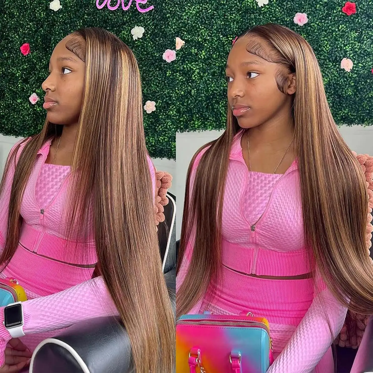 P427 resaltar peluca de cabello humano onda profunda 13x4 13x6 Hd peluca Frontal de encaje Pre desplumado Rubio degradado pelucas de cabello humano liso de color