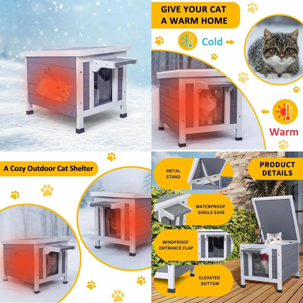 

All-Weather Insulated Outdoor Shelter for Pets - Weatherproof Pet Hutch with Elevated Floor and Thermal Protection