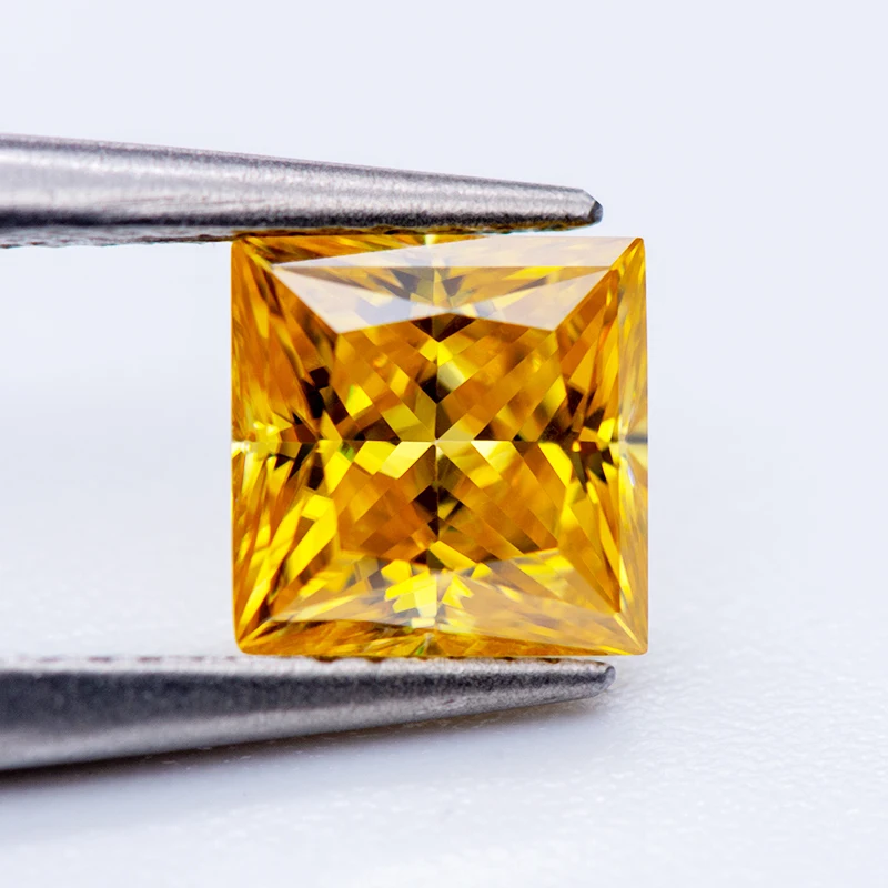 Moissanit-Stein, Prinzessinnen-Schliff, goldgelbe Farbe, VVS1, Edelstein-Charms, Perlen für die Herstellung von DIY-Schmuck, Ringe mit Zertifikat – Detail 12