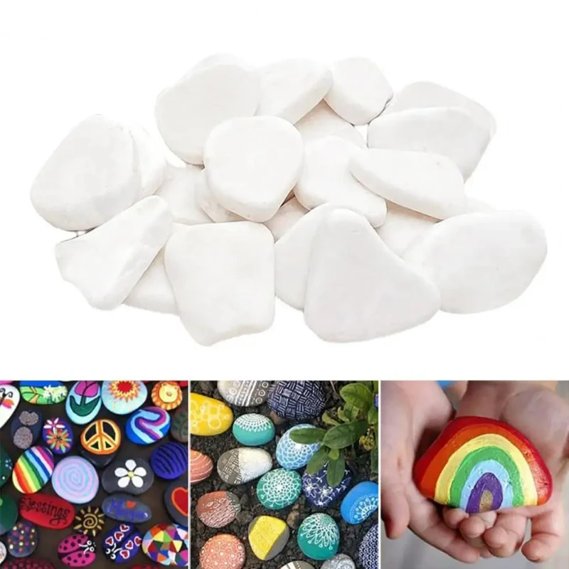Kit de Peinture sur Pierres DIY en Gros - Pierres Plates Blanches Lisses de Formes Irrégulières pour Loisirs Créatifs - Offre Spéciale