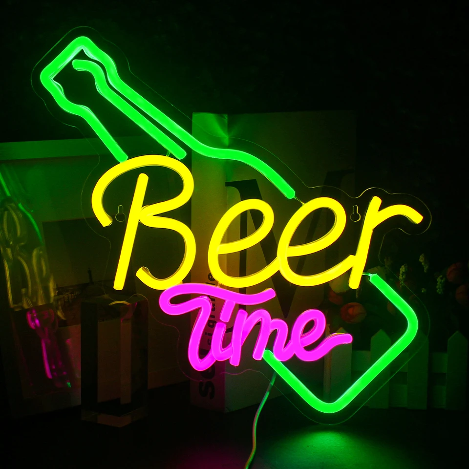 

Beer Time Led Neon Sign Shop Bar Restaurant Hotel Decorative Light Neon Bedroom Wall Kitchen Personalized Decor Night Light USB