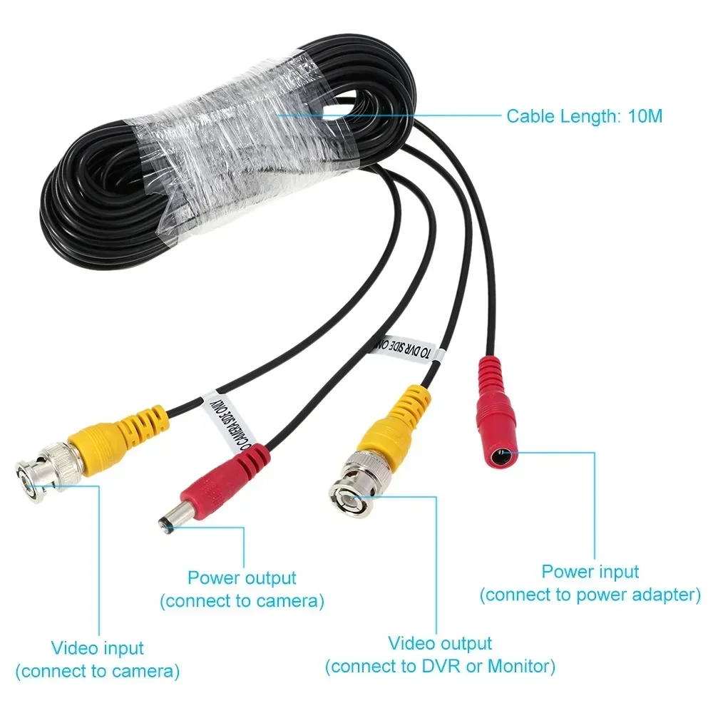 Surveillance Security CCTV Camera Accessories DVR for 4pcs/lot 32ft 10M Siamese Cable with BNC DC Connector for Video and Power