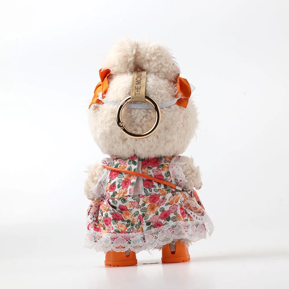 For Labubu Select High-quality Doll Clothes 15-17CM Fashionable Orange Printed Skirt Shoes 4-piece Set Labubu Universal Clothing