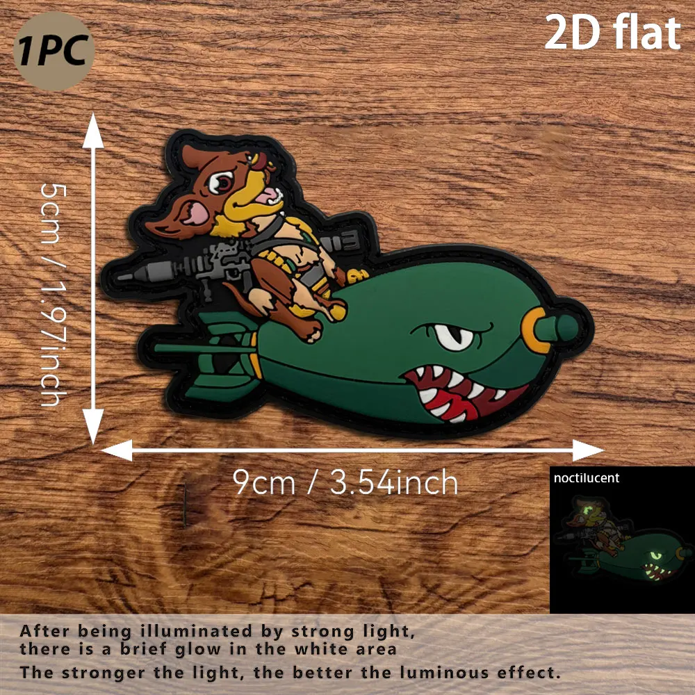 1Pc/2Pcs/3Pcs Optional Green and Brown Color-Blocking Pattern Pvc Armband Luminous Patch Badge Applique Portable Fabric Decoration Badge with Fleece Backing