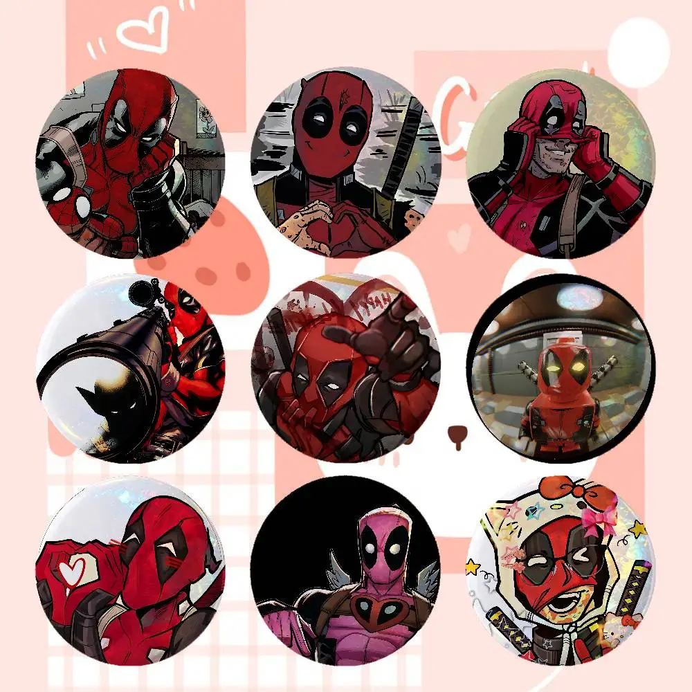 Classic-D-Deadpool-S Laser Double Flash Tinplate Badge Cartoon Character Pin Brooch Fan Collectible Cosplay Merchandise