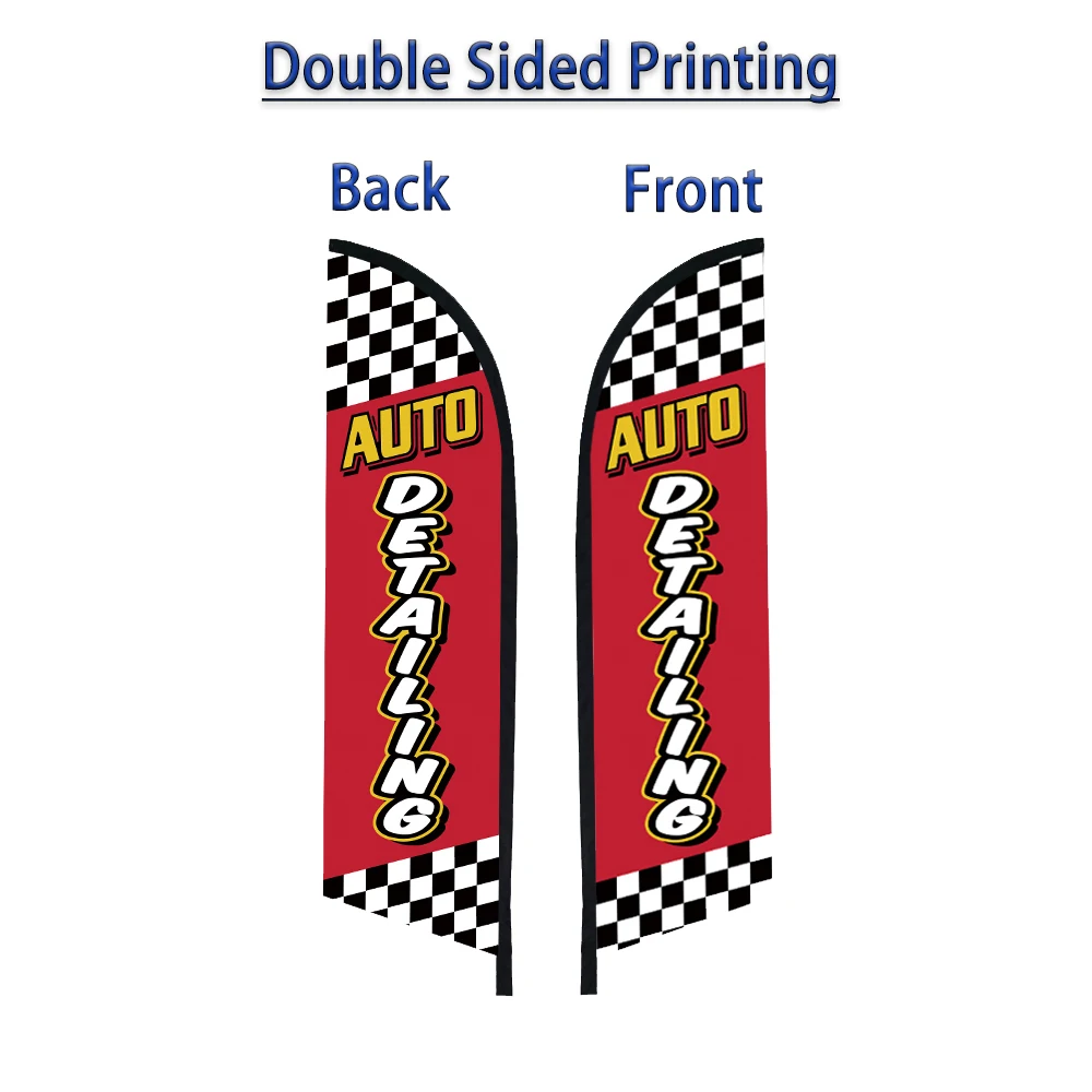 

Auto Detailing Double Sided Feather Barber Flag Banner Only Flags Without Flagpole Beach Flag Advertising Custom