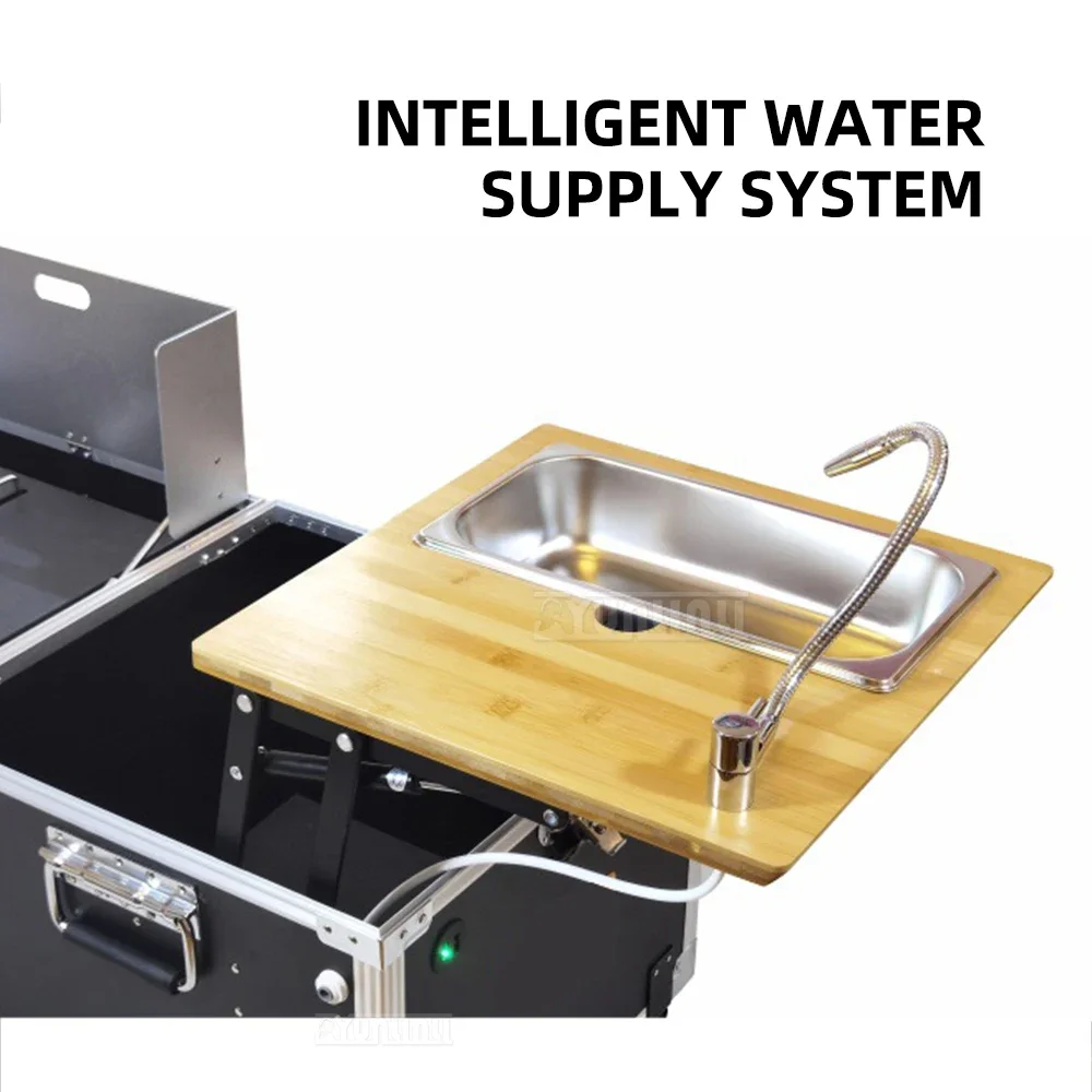 Outdoor Movable Kitchen Cooking Box Storage Box Table Vehicle-Mounted Camping Outdoor Stove Folding Table