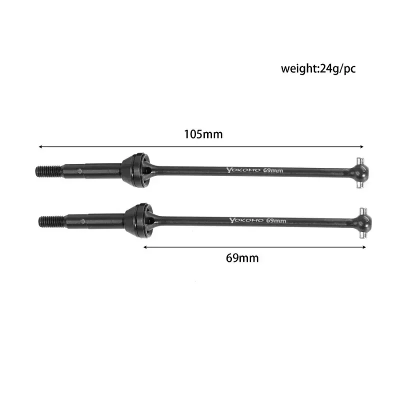 2Pcs Metal 69mm Rear Drive Shaft CVD Driveshaft for YOKOMO YZ2CAL3.1/SO1.0 RC Car Upgrade Parts Accessories