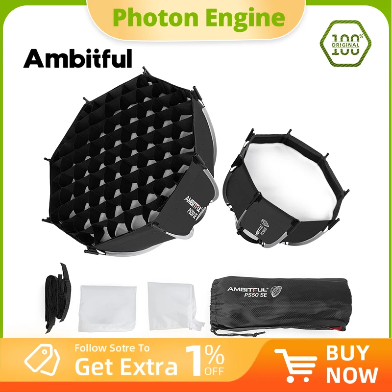 AMBITFUL PS30 PS50SE 30cm 55cm mini جلدی سے Bowens Mount Octagon Softbox + Honeycomb Grid Outdoor SoftBox LED فلیش کے لیے جاری کریں