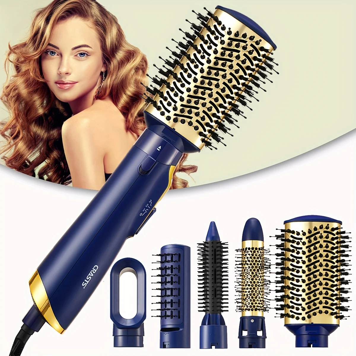 hair brush Blue 5-in-1Hair Dryer Brush Professional Hot Air Brush Blow DryerIn One Hair Stying Toolמברשת שיער חשמלית