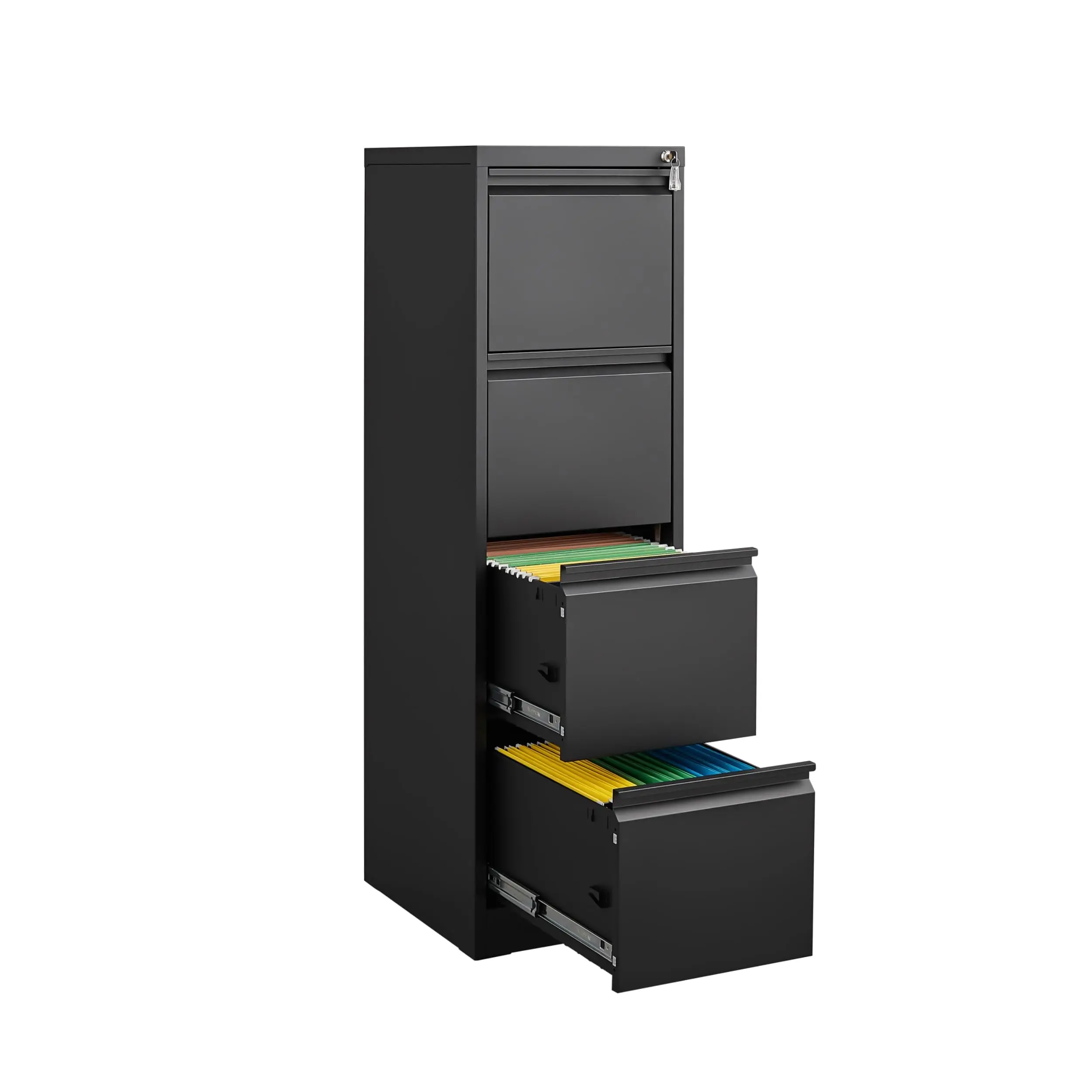 

Four Drawer Vertical Filing Cabinet With Lock Steel Office Storage Cabinet For Home Office Black