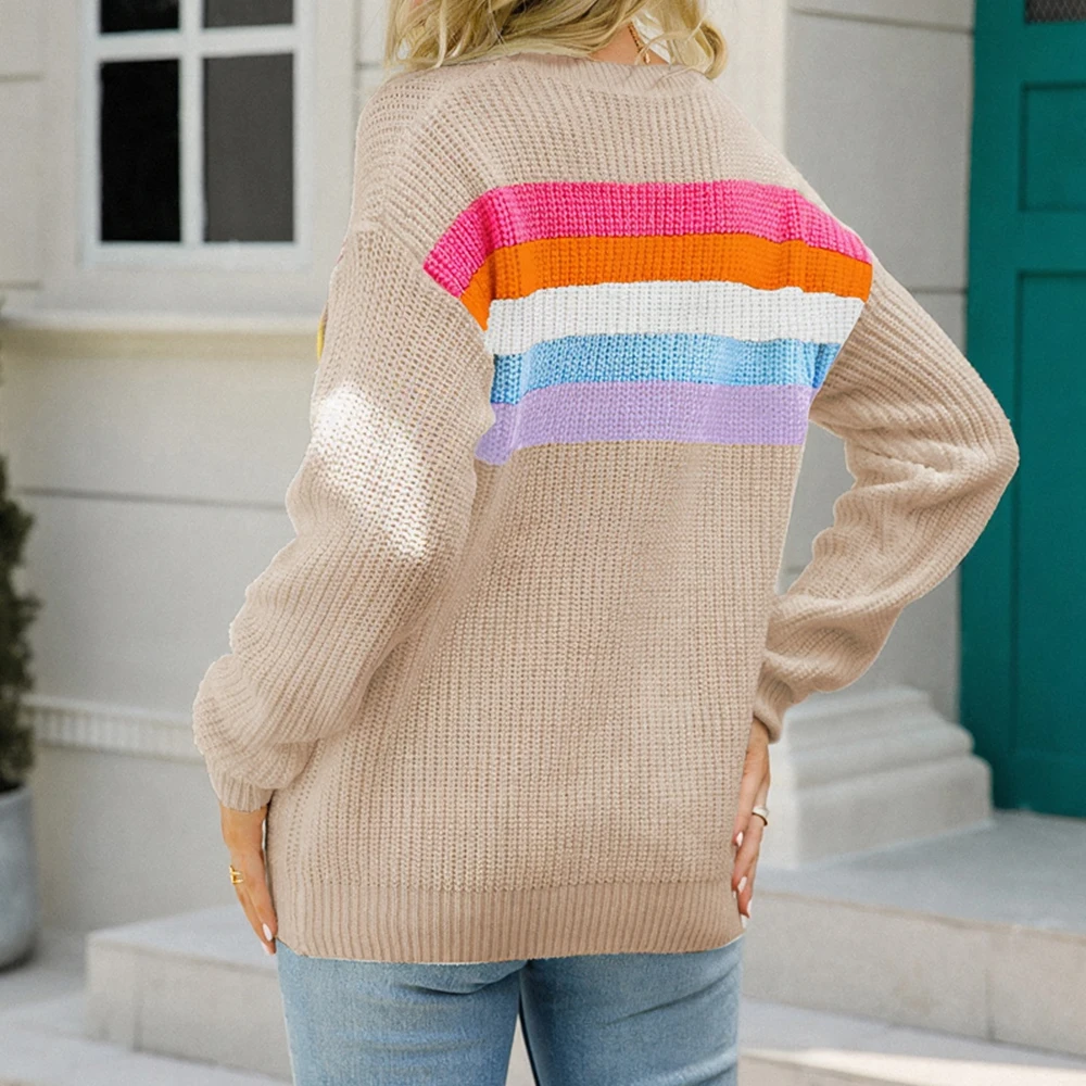 ربيع المرأة تريكو حجم كبير رقيقة الربط بين الألوان السترة نمط التصدير الأوروبي الأمريكي