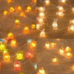 Easter LED Bunny String Lights Easter Decoration Home Carrot Rabbit Chick Egg Fairy Light Garland Happy Easter Party Gifts Decor