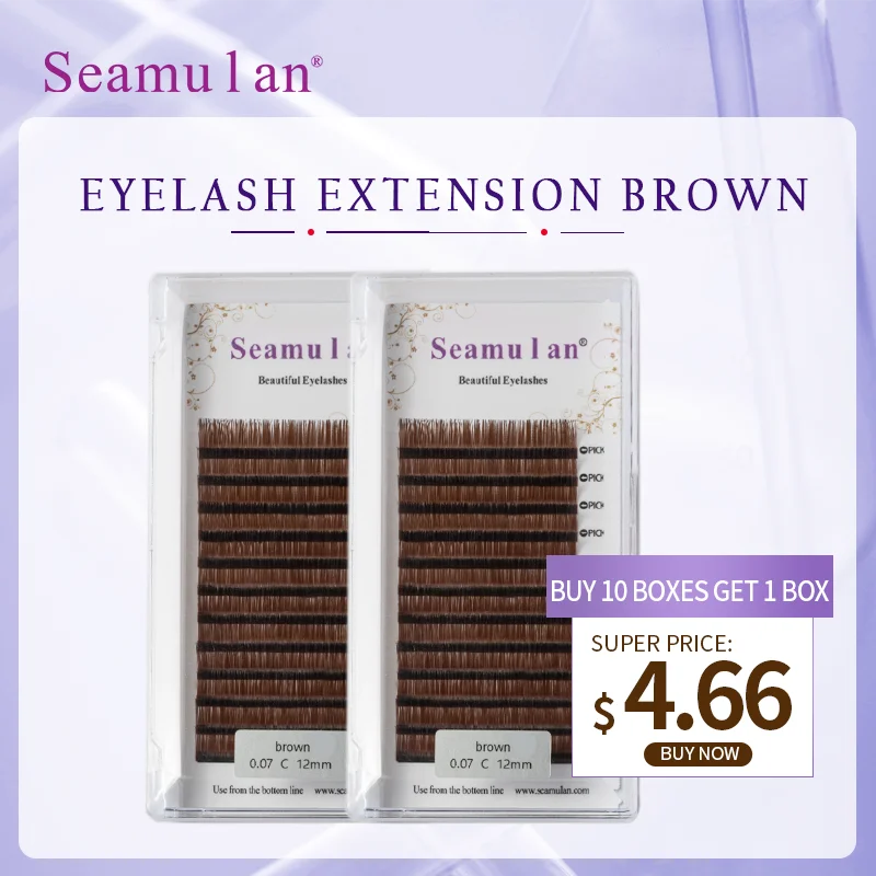 Brown Extensão Individual Dos Cílios, Comprimento Da Mistura, Cílios Coloridos, Mink Cílios, Faux Cils, Maquiagem