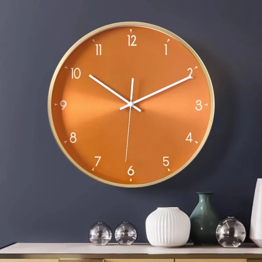 

Living Room Wall Clock Decoration Elegant Art Round Wall Clock Home Unique Orange Fashion Modern Design Nordic Saat Wall Decor