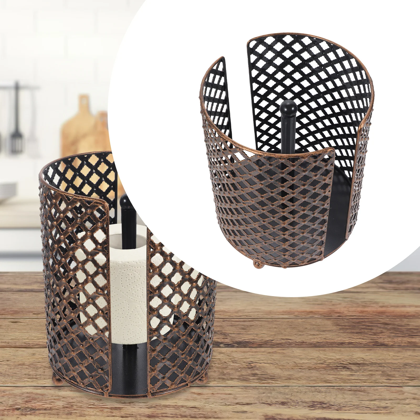 حامل الورق الملفوف للحمام على الحائط بدون حفر رف تخزين الأنسجة المعدنية للمطبخ منظم ورق المرحاض حامل عمودي #3