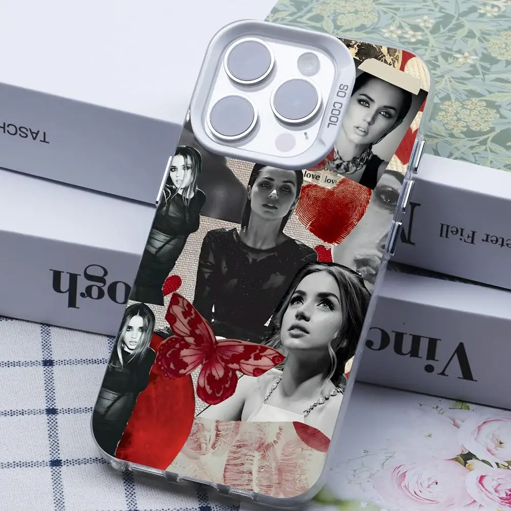 Funda para teléfono móvil Ana de Armas para iPhone 17 16 15 14 13 12 11 X XR XS 8 7 Air Pro Max Plus cubierta colorida translúcida blanca