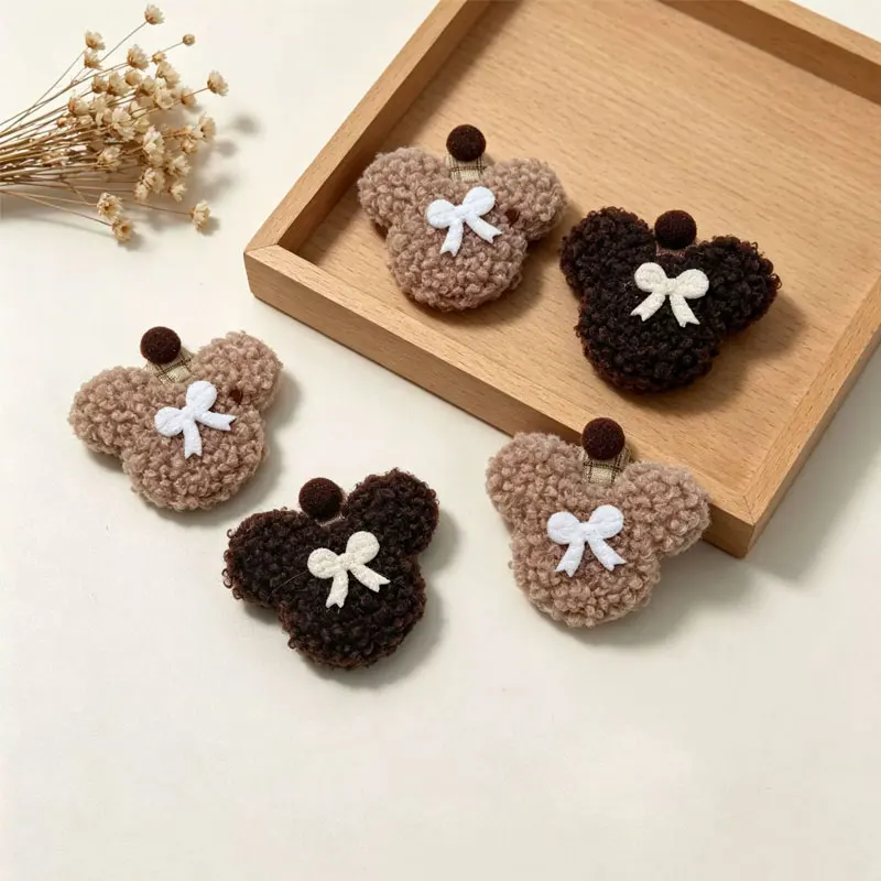 10 Stück 5,5 x 5 cm große, gepolsterte Plüschbären-Applikationen für DIY-Haarspangen, Schals, Hüte, weiche Spielzeug-Dekorationszubehör-Patches – Detail 1