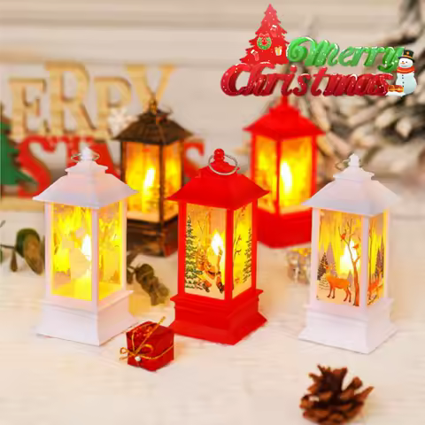 Christmas Snowman Santa Reindeer LED Lantern Night Light for Desktop Decor Holiday Gift Idea Festive Glowing Ornament