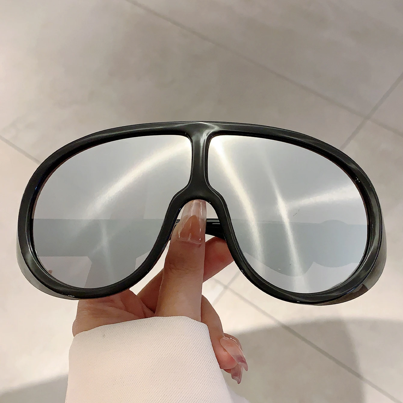 KAMMPT Oversized Monoblock Sunglasses Women 2024 New in Stylish Candy Color Outdoor Goggle Trendy Vintage Punk Travelling Shades