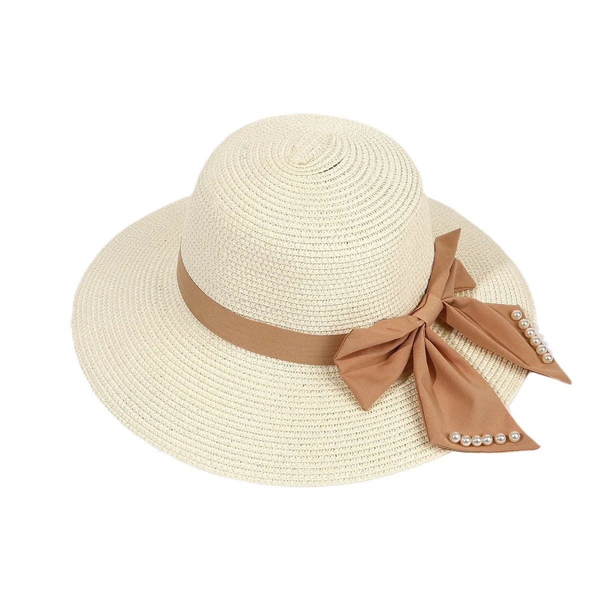 

French Style Bow Broad-brimmed Hat Beach Hat Seaside Travel Straw Hat Female Hepburn Hat Top Hat Sunshade Sun Protection Hat