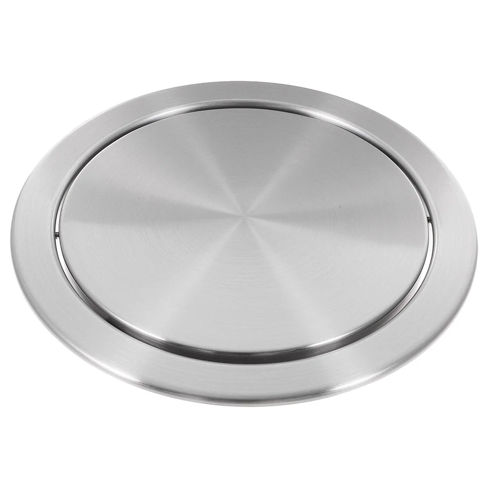 

Stainless Steel Embedded Trash Can Lid 430 Round Silver Flipping Cover for Kitchen Bathroom Waste Bin Protector Easy Replacement