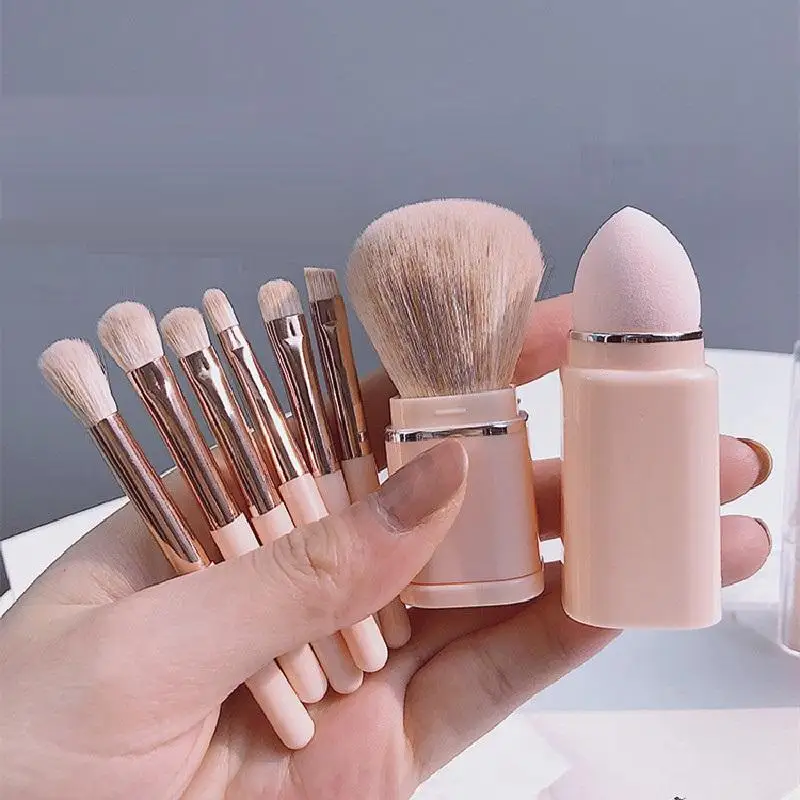 

【WHB】8 In 1 Square Portable Telescopic Brush Makeup Brush Set Eye Shadow Brush Concealer Beauty Brush Tool Makeup Brush