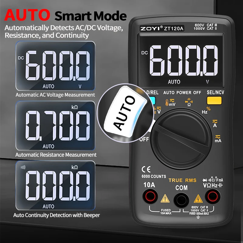 ZOYI Digital Multimeter ZT-100/101/102 /102A High Precision Auto Range True RMS AC DC Voltage Current Resistance Capacit