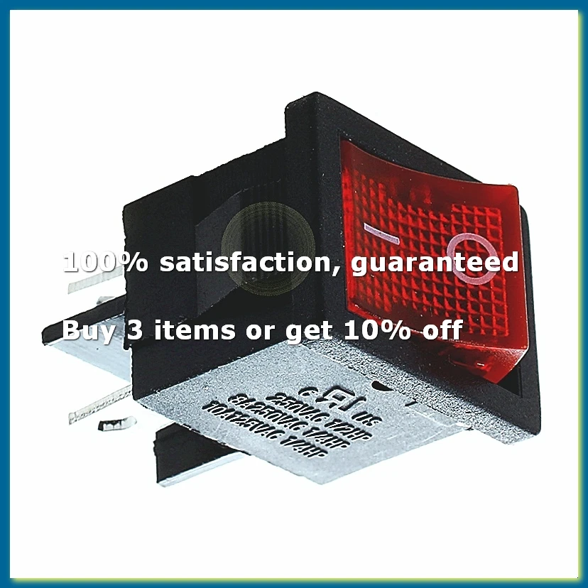 ●3pcs Red Light 4 Pin DPST ON-OFF Snap in Boat Rocker Switch 6A/250V 10A/125V AC