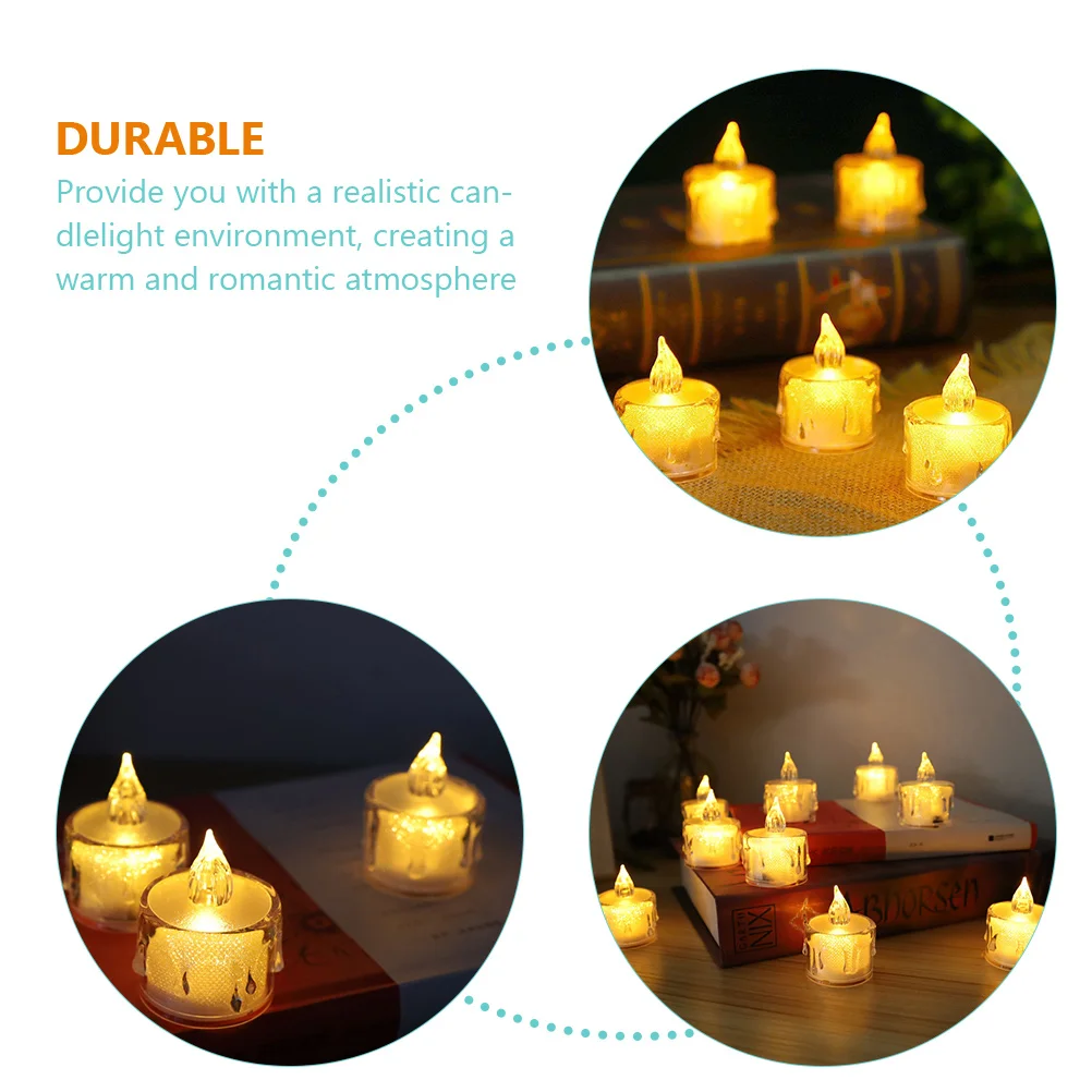 12 Pcs LED Light Tea Electronic Flameless Electric Transparent Flickering