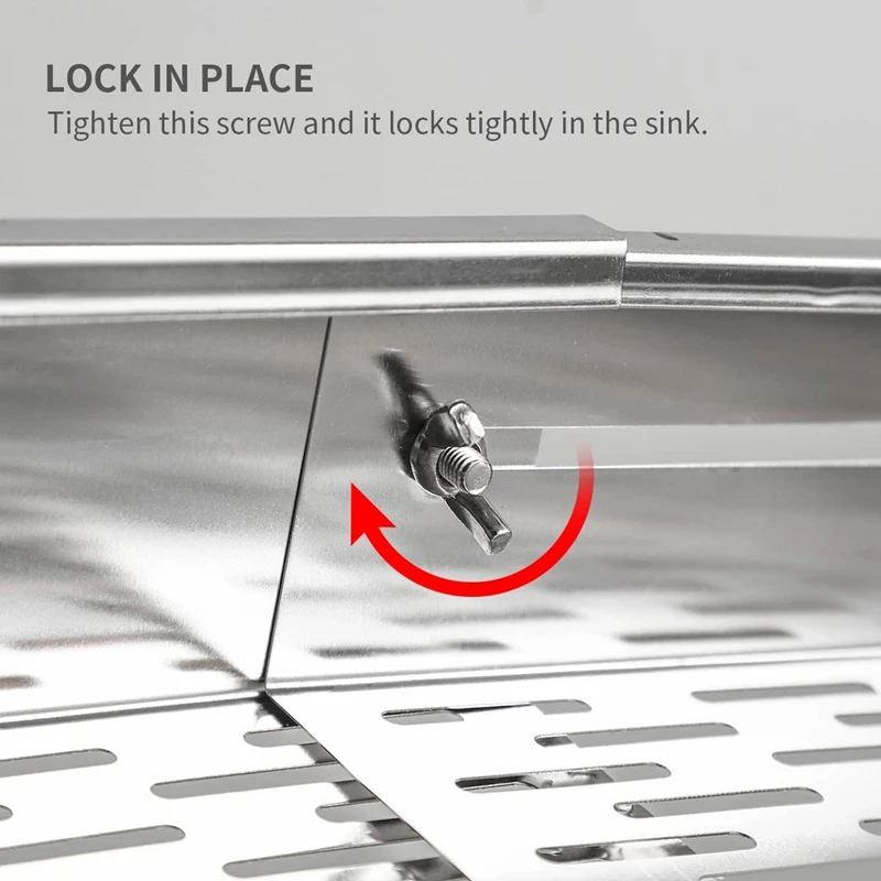 싱크대 위의 소쿠리 여과기 바구니 스테인레스 스틸 - 야채와 과일 세척, 요리된 파스타 배수 - 확장 가능