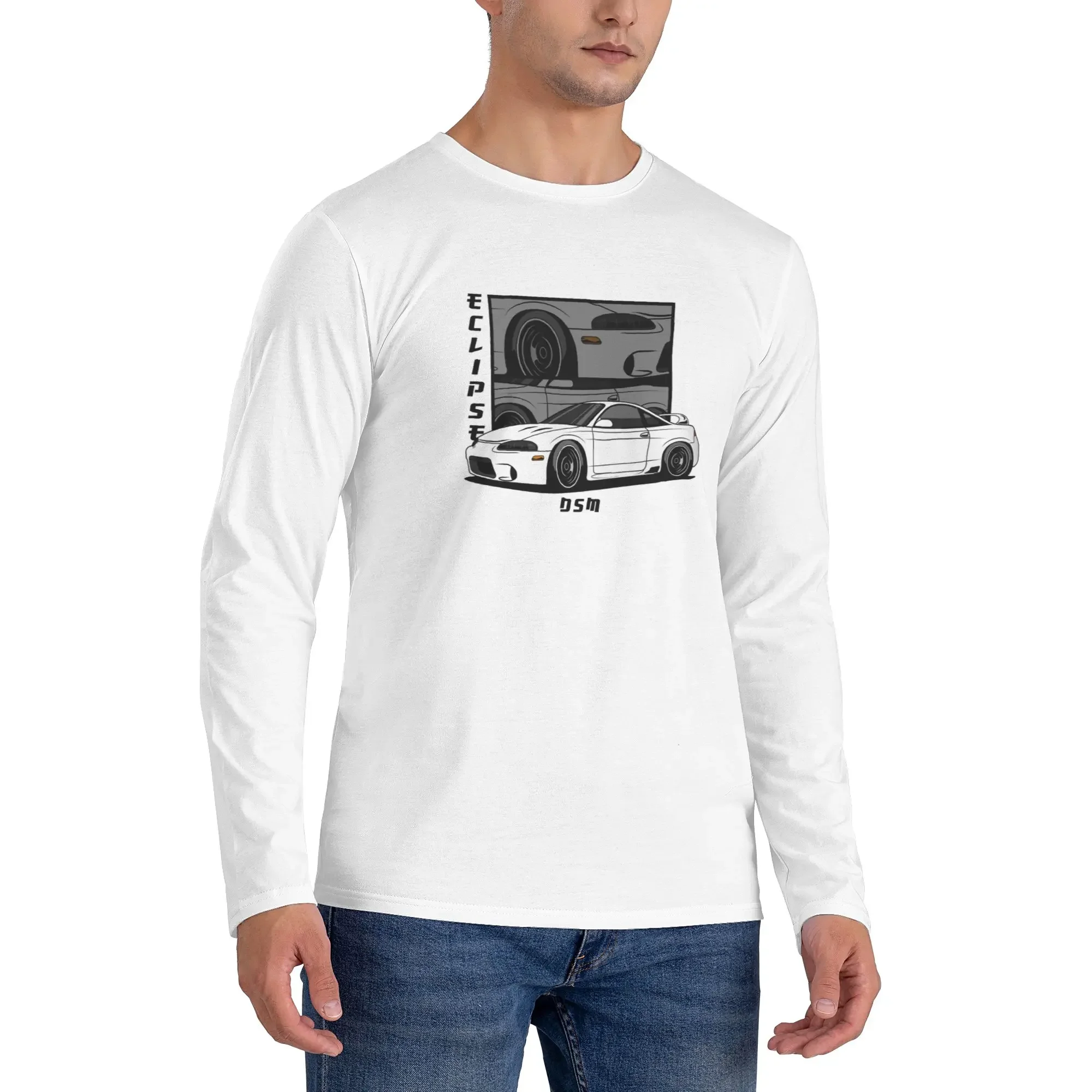 

Eclipse 2G DSM Red Men's Long Sleeved T-shirt Breathable Round Neck T shirts Spring and Autumn Men tops