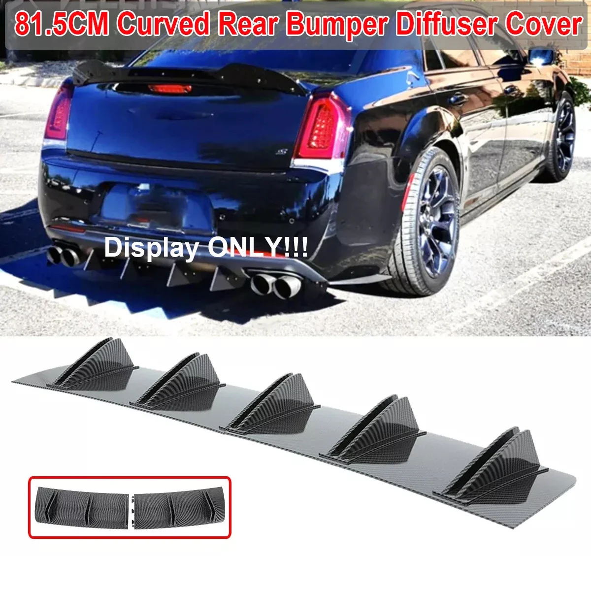 81.5cm For Chrysler 300 Universal Rear Bumper Diffuser 5 Shark Fin Curved Splitter Canard Cover Car Accessories