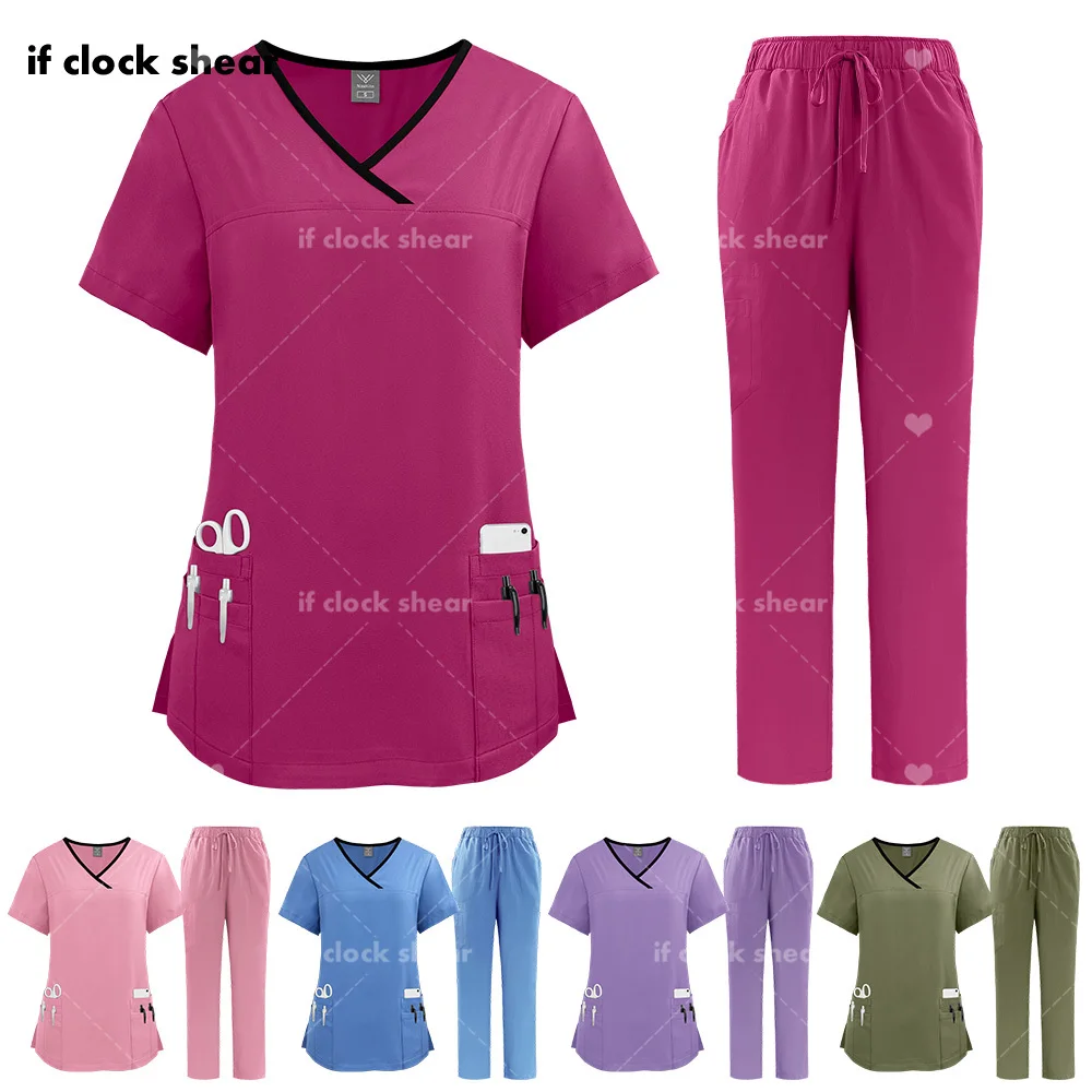 Médico e enfermeira esfrega conjunto uniforme para mulheres, Uniformes Hospitalares, Salão de beleza, Spa Workwear, Acessórios médicos, Clínica Odontológica, Hospital