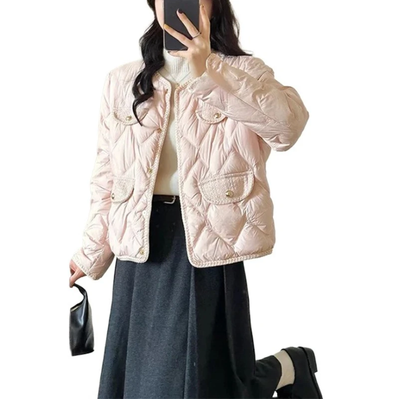

Winter Lightweight and Warm Women's Elegant Lapel Fashionable Casual Down Cotton Jacket