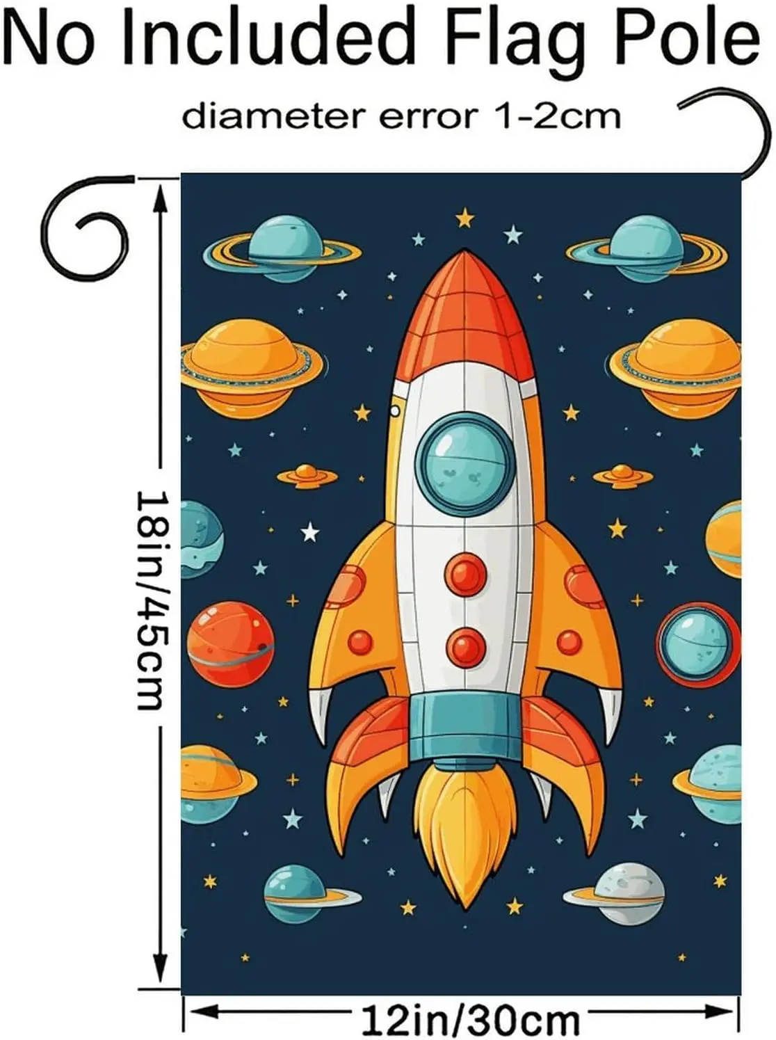 Rocket Clipart Space Ship Yard Flag for All Seasons, Personalized Garden Flags for Outside, Lightweight Holiday Yard Decorat IIC