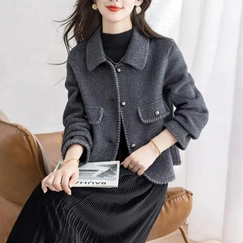 سليم صالح معطف الصوف المرأة Faionable الخريف الشتاء يندبروف الدفء الشباب التخسيس تويد الأعلى السيدات ort ملابس خارجية #1