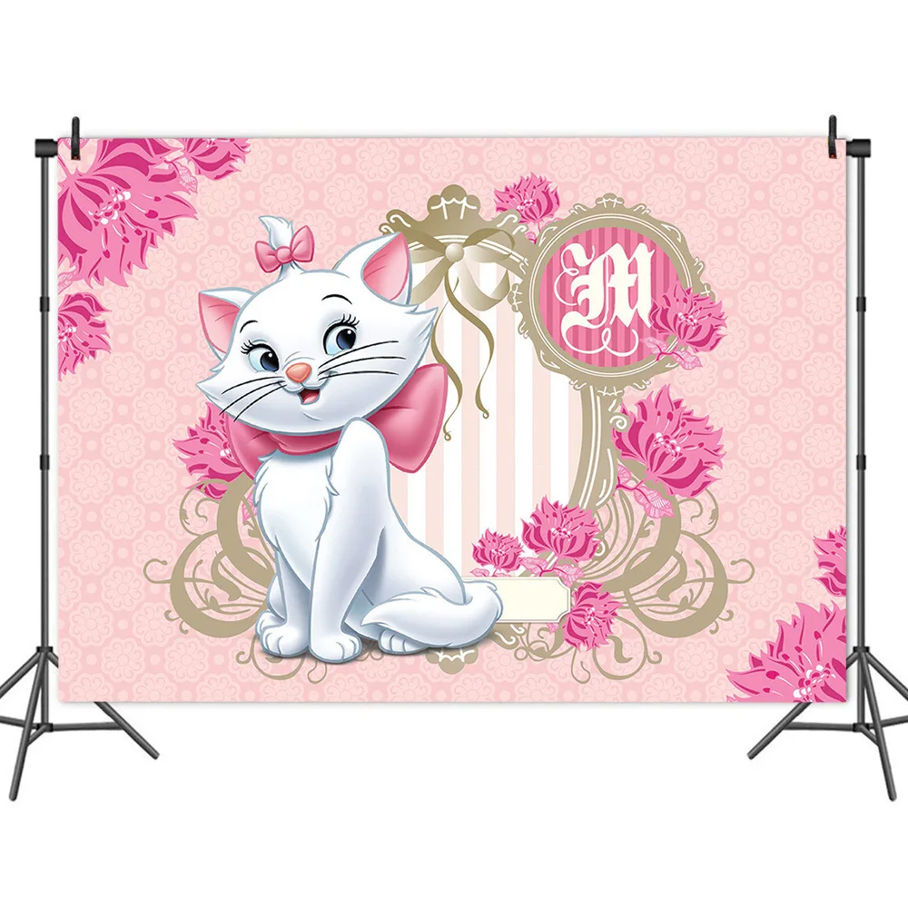 120x80CM Disney Marie Cat Background Tapestry Birthday Party Supply Baby Shower Backdrop Wedding Decor Home Wall Banner Curtain