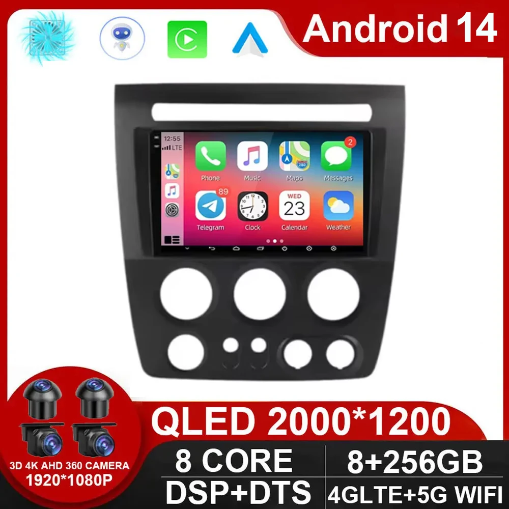 

2 din Android 14 Radio For Hummer H3 2005 - 2010 Car Radio Multimedia Player Navigation GPS Carplay Stereo Auto Video DVD Head