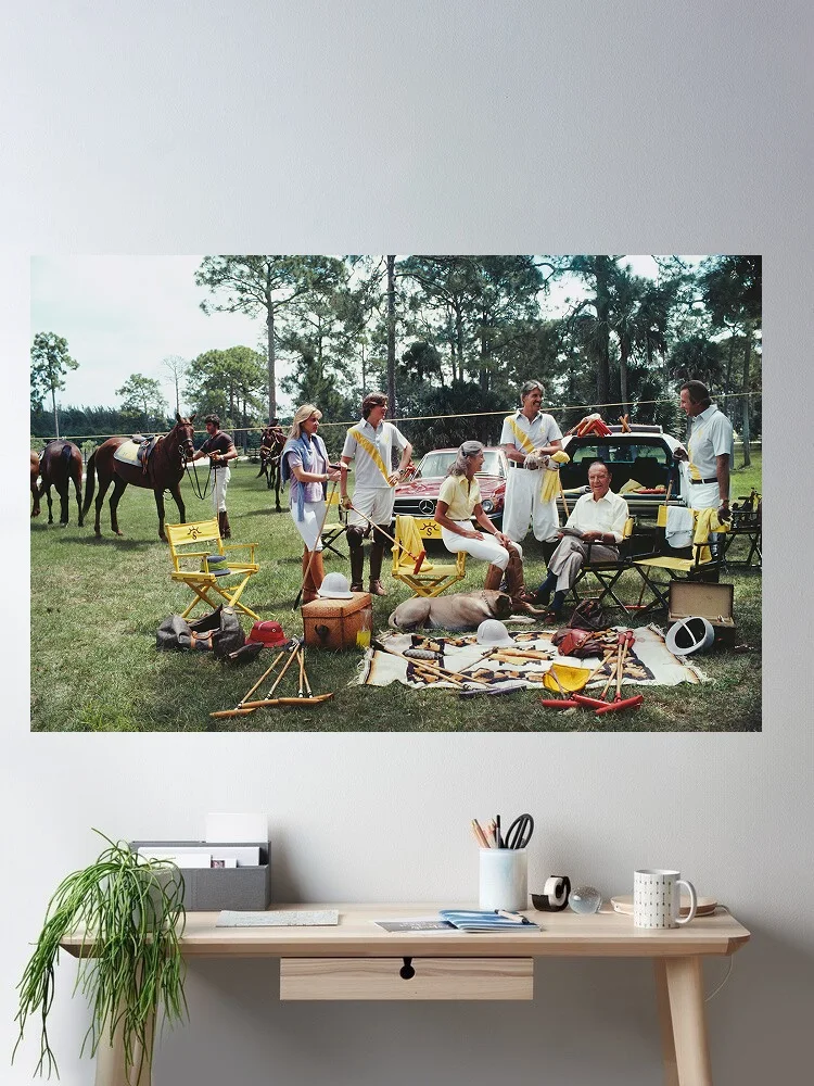 Slim Aarons 'Polo Party', Print Art Canvas Poster, Living Room, Home Wall Decor Picture
