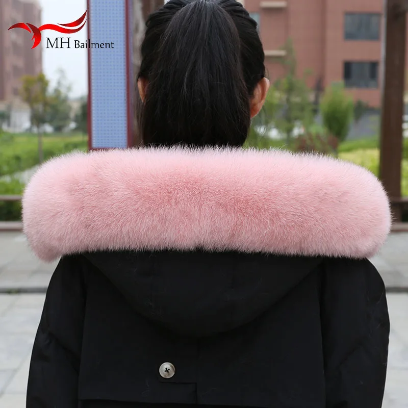 100% Real Fox Fur Collar For Women Luxury Warm Winter Coat Trim Scarf Thick Female Neck Warm Scarves Soft Natural Shawl