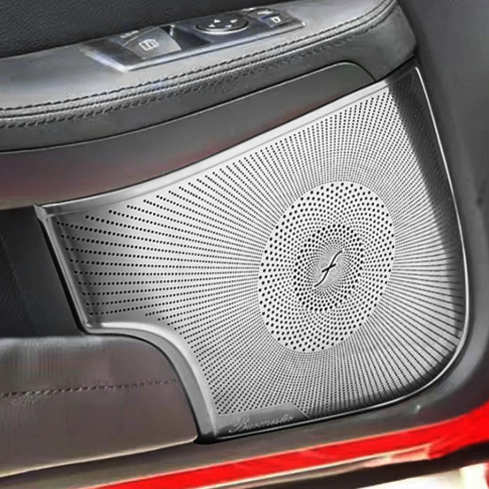 Car Gate Door Loudspeaker Pad Audio Speaker Cover Trim Frame Sticker Stainless Steel For Mercedes For SLK200 300 350 2011-2012