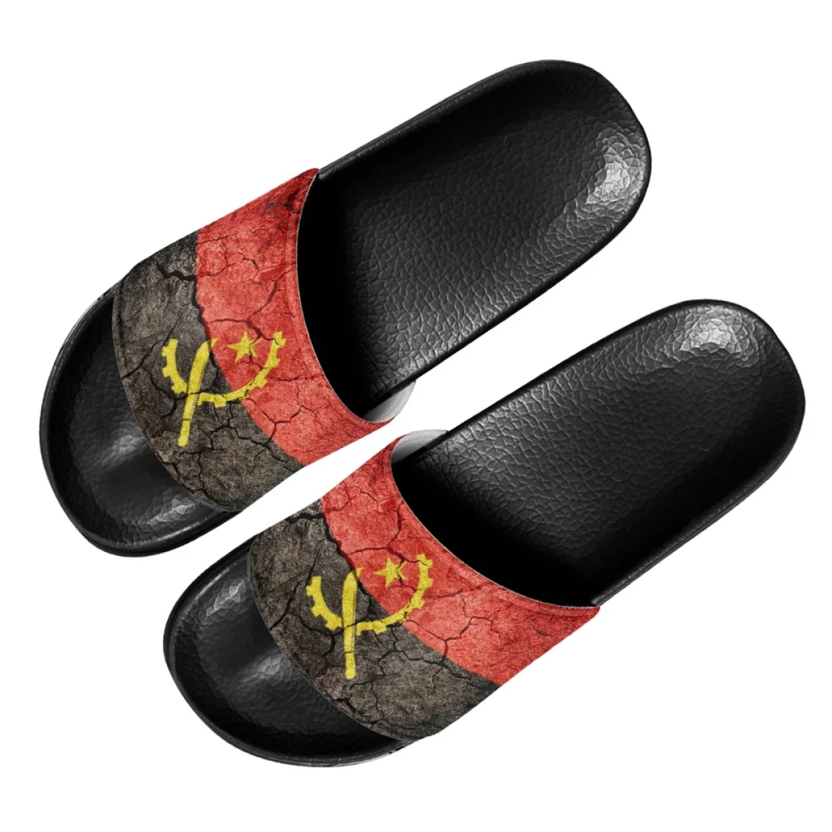 Fashion Summer Women Slippers Angola Flag Design Pattern Casual Anti-slip Beach Slides for Ladies Home Bathroom Slippers Flats