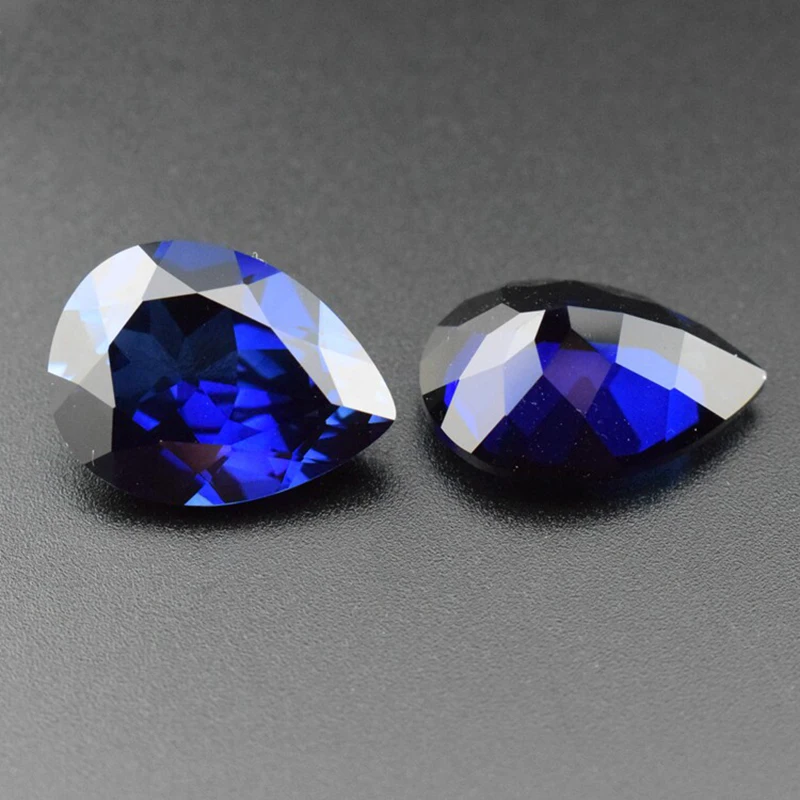 Laborgezüchteter Saphir in Birnenform, Königsblau, DIY-Charms für Schmuckherstellung, Ring, Halskette, Ohrringe, Hauptmaterialien, Zertifikat – Detail 3